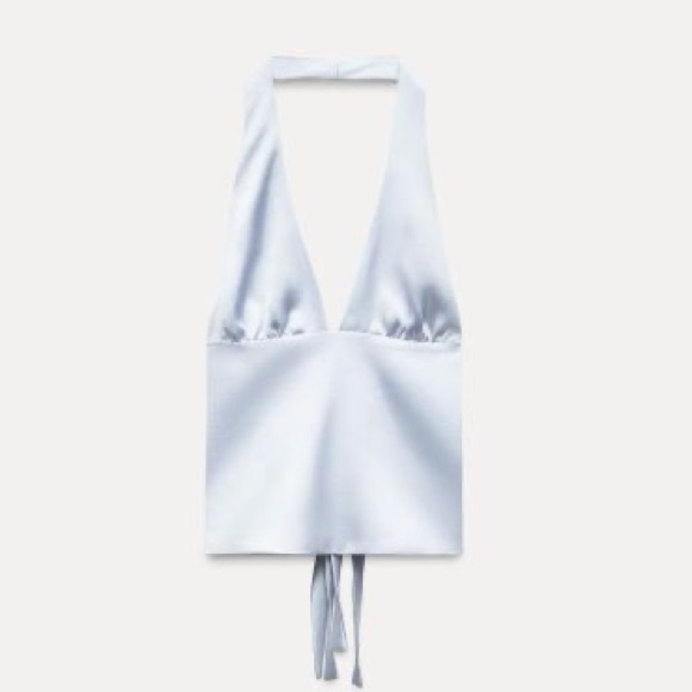 Zara satin effect halter top in blue